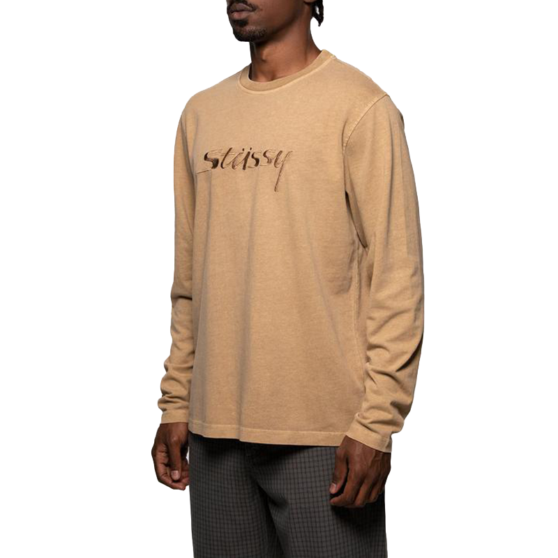 Stussy River L/SL Crew Classic Embroidered Unisex Yellow 1140217