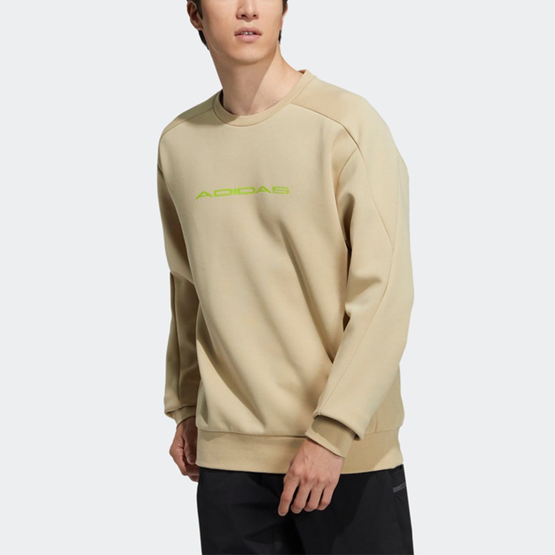 Men's adidas Th Eng Sweat Logo Printing Casual Sports Pullover Khaki H39278