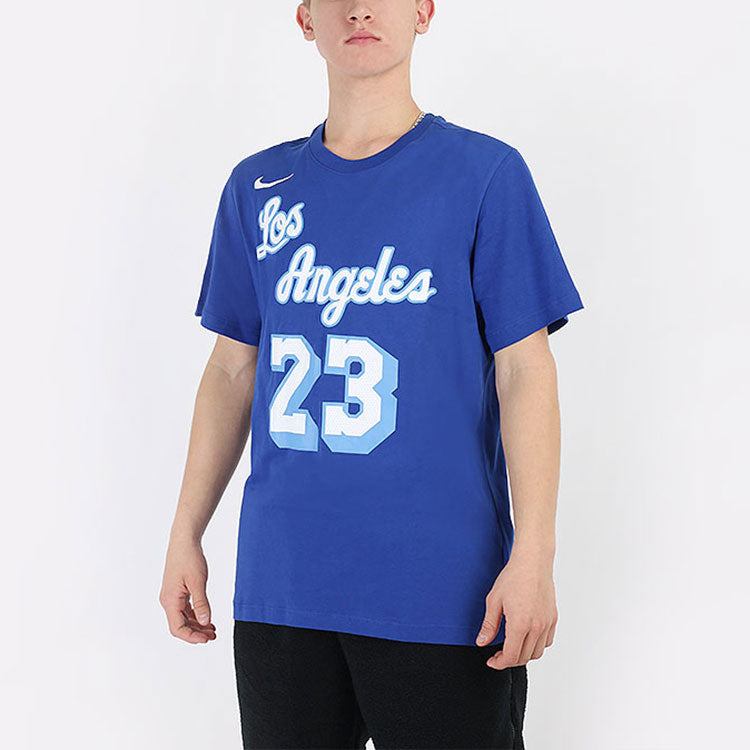 Nike Los Angeles Lakers LeBron James No. 23 Casual Sports Training Basketball Short Sleeve Blue  CT9914-495