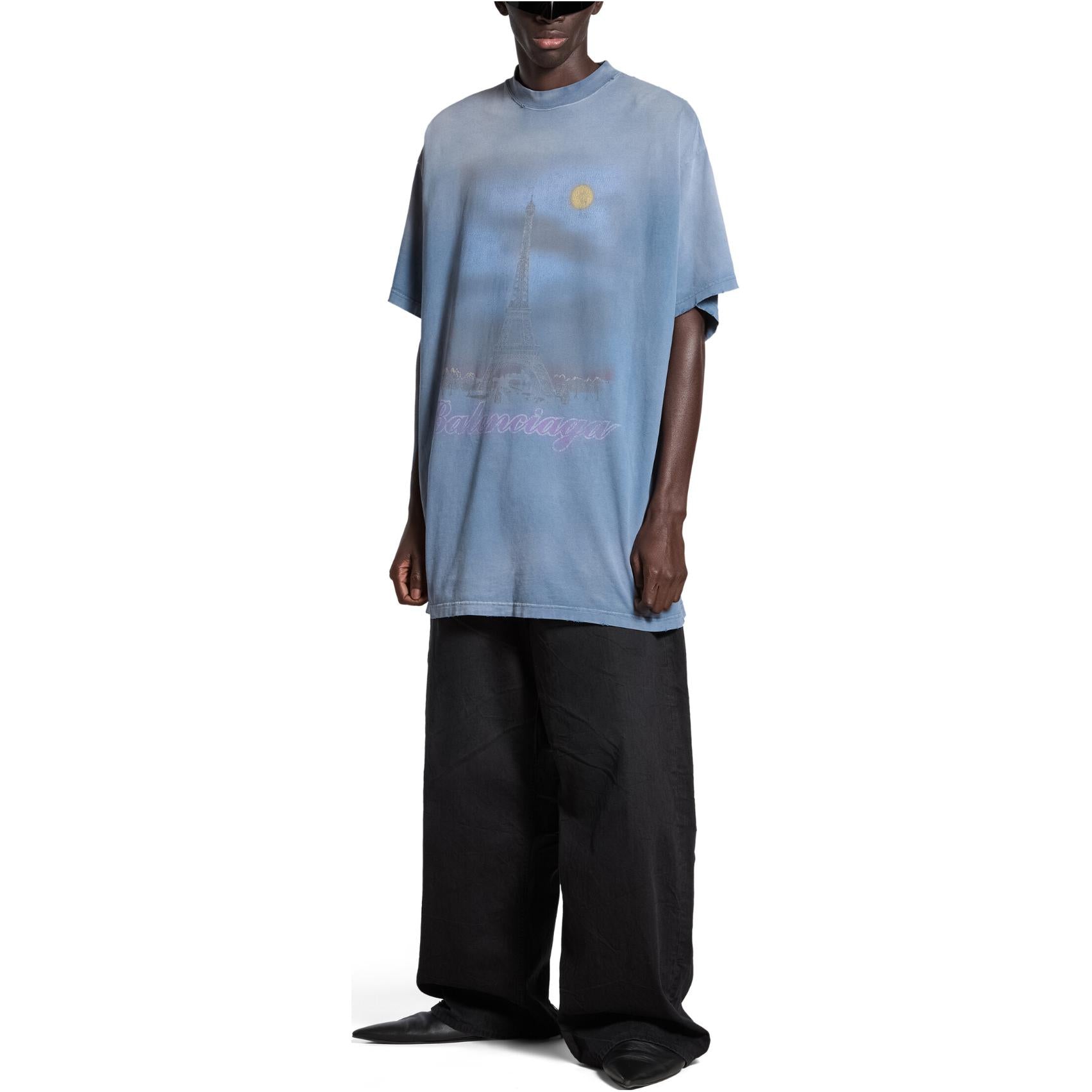 Balenciaga Paris Moon T-shirt 'Blue' 739028TQVO14530