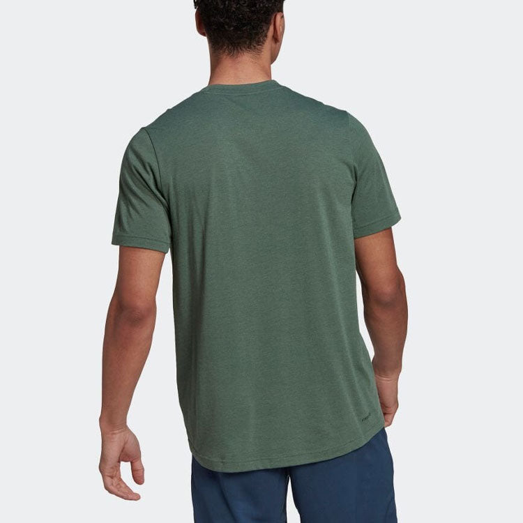 Men's adidas Alphabet Geometry Logo Printing Round Neck Pullover Short Sleeve Japanese Version Green T-Shirt HM4801