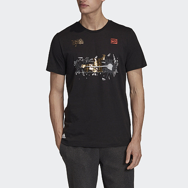 adidas Marvel Blk Pan. Sports Stylish Short Sleeve Black FN1761