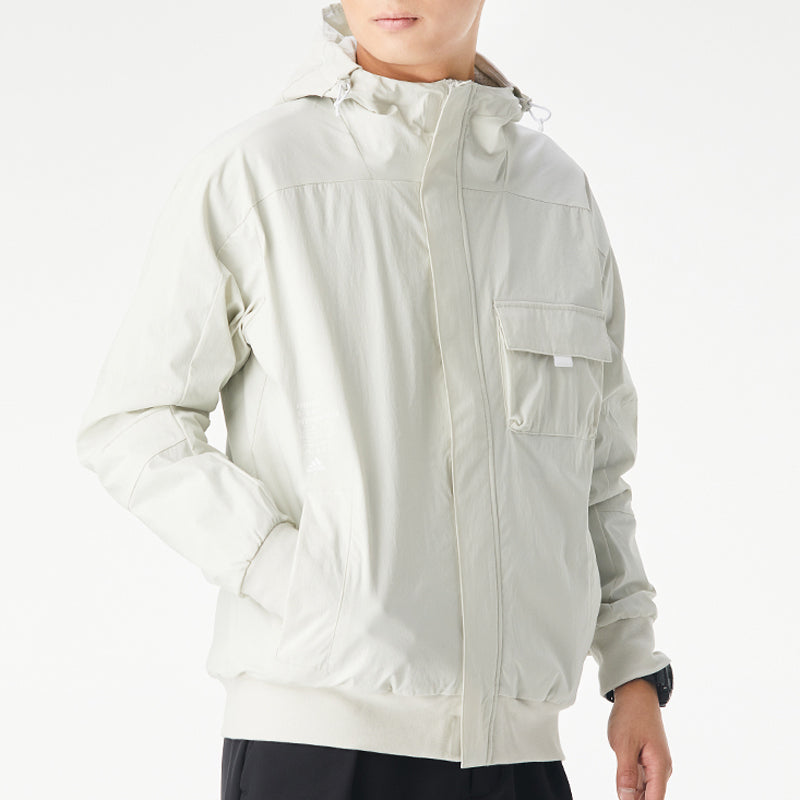 adidas Th Jkt South Cargo Windproof Fleece Stay Warm Casual Hooded Jacket White GR6954
