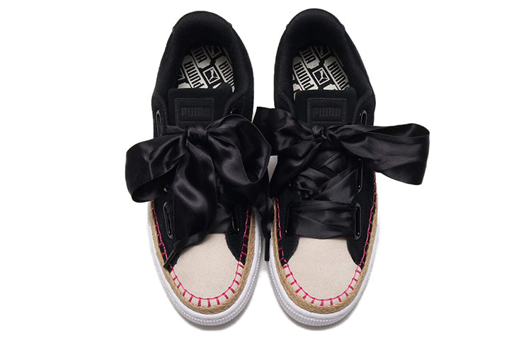 (WMNS) PUMA Suede Heart Sneakerdrille Ribbon Black/Pink 369237-01