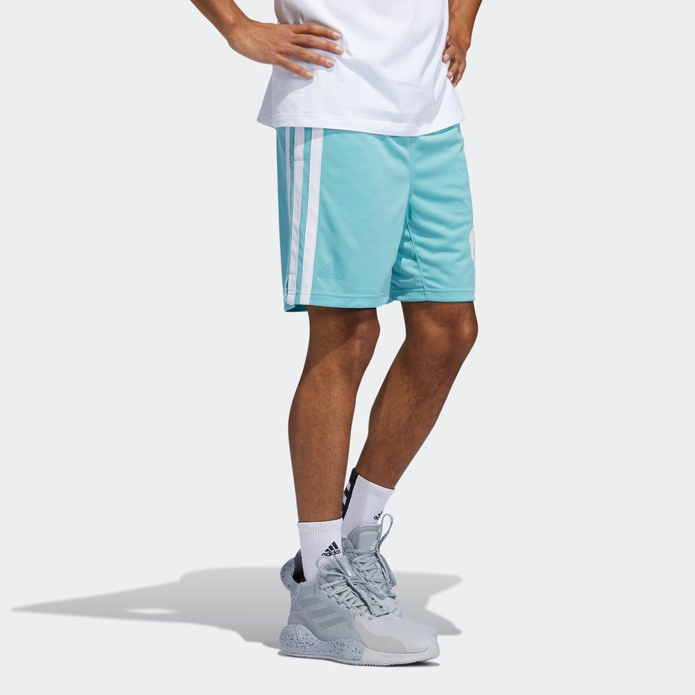 Men's adidas Rose Short Ross Stripe Patchwork Print Loose Basketball Sports Shorts Sky Blue GV4649