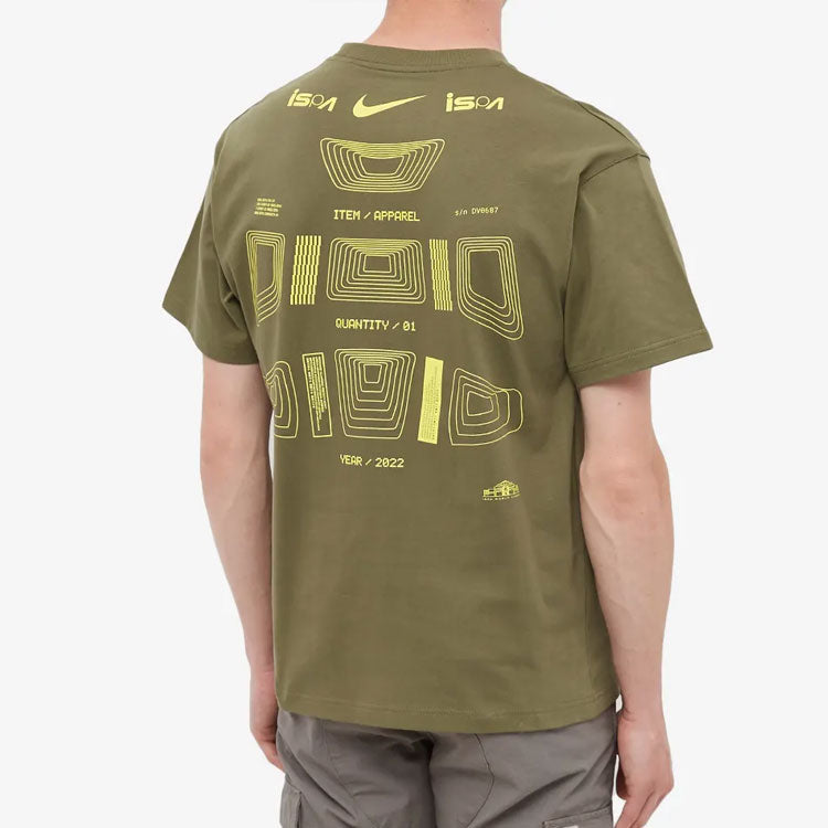Men's Nike ISPA Series Minimalistic Alphabet Logo Printing Casual Round Neck Short Sleeve Green T-Shirt DV0687-222