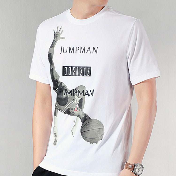 Air Jordan Basketball Printing Athleisure Casual Sports Short Sleeve White AT8926-100