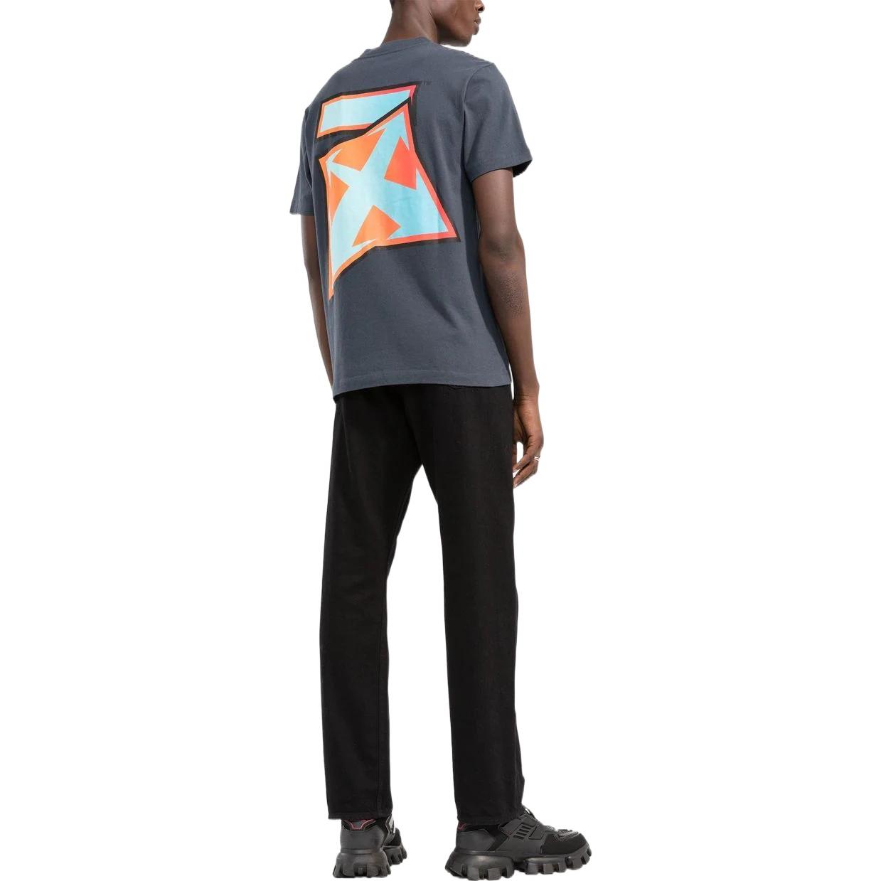Men's Off-White SS22 Gradient Logo Printing Round Neck Short Sleeve Ordinary Version Gray T-Shirt OMAA027F22JER0074641