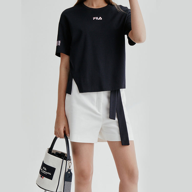 (WMNS) FILA Reflective Logo Printing Short Sleeve Navy Blue F11W028101F-NV