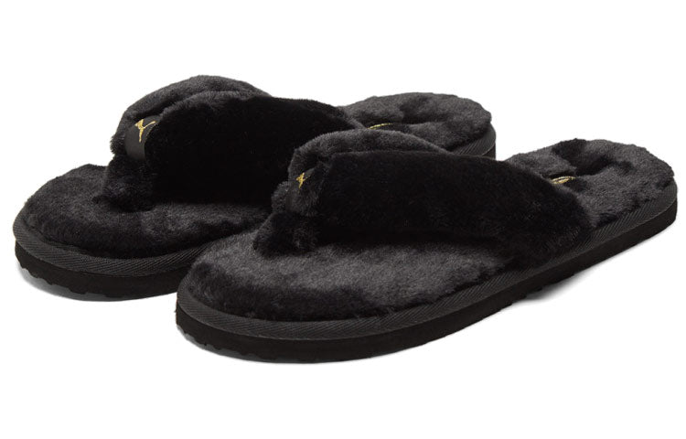 (WMNS) PUMA Fluff Flip Slide 'Black Team Gold' 384938-01