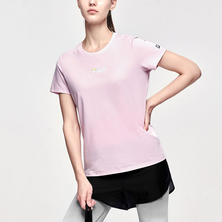 (WMNS) FILA Running Alphabet Logo Short Sleeve Pink A11W122104F-PK
