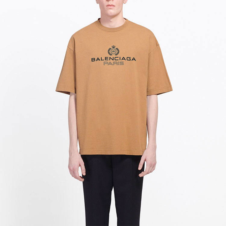 Men's Balenciaga Alphabet Printing Version Short Sleeve Cream Yellow 594579TGV609605