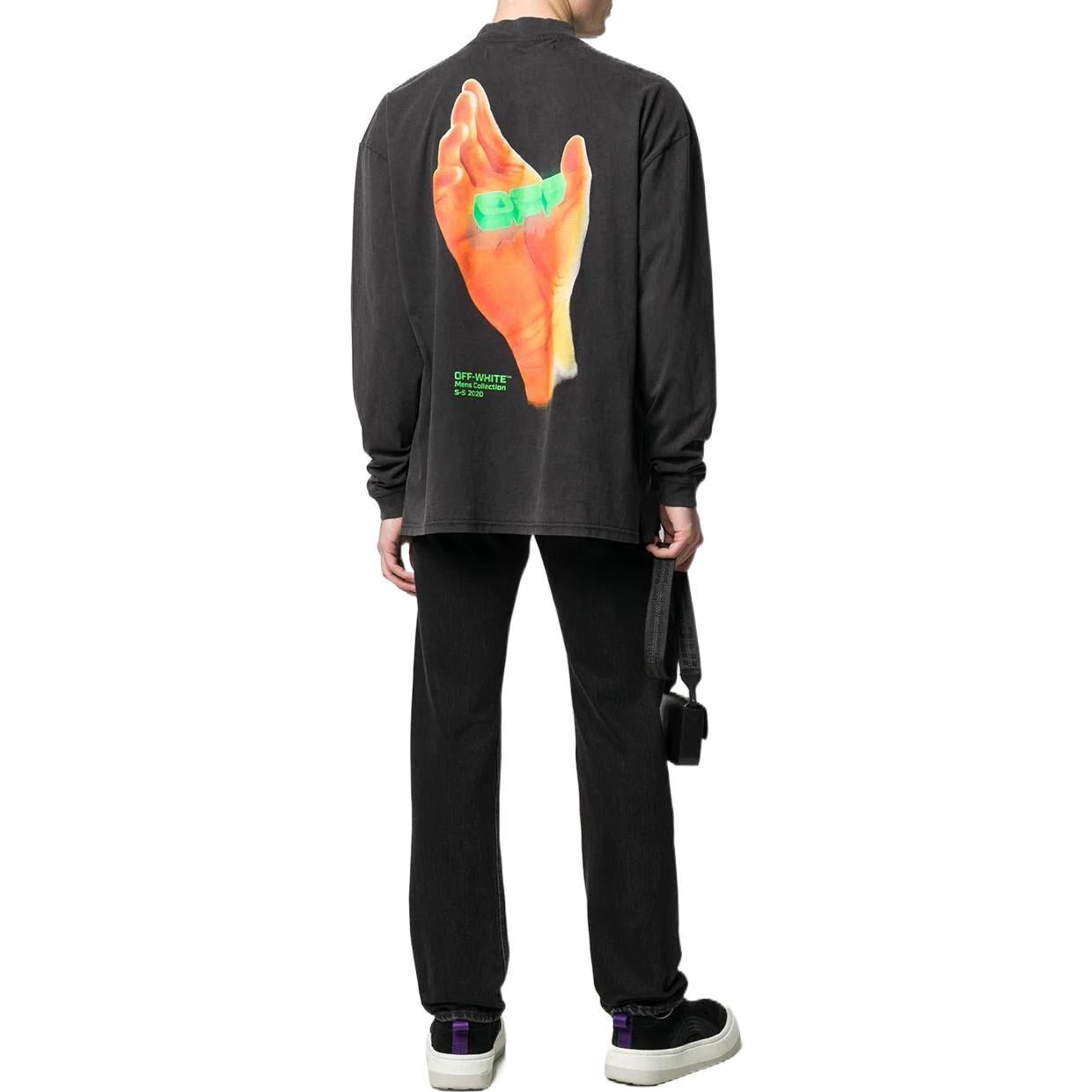Men's Off-White Alphabet Printing Half Turtleneck Autumn Black OMAB032R201850131088