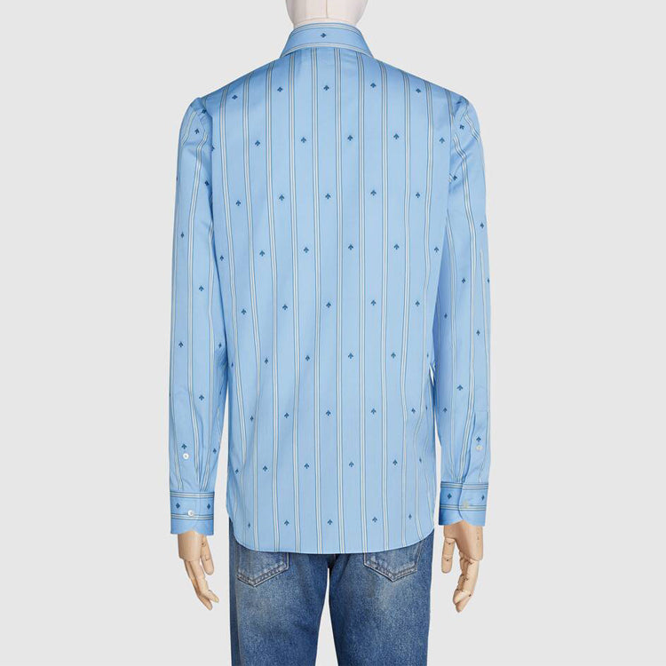 Gucci Bee Stripe Pattern Blue Shirt 625883-ZAEDH-4043