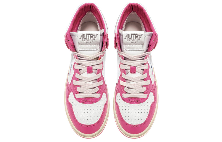(WMNS) Autry Medalist Mid Leather Sneakers Two-Toned 'White Hot Pink' AUMW-WB14