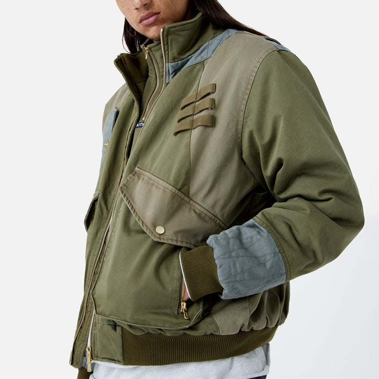 KITH Colorblocked Sateen Bomber 'Olive' KH1207-106