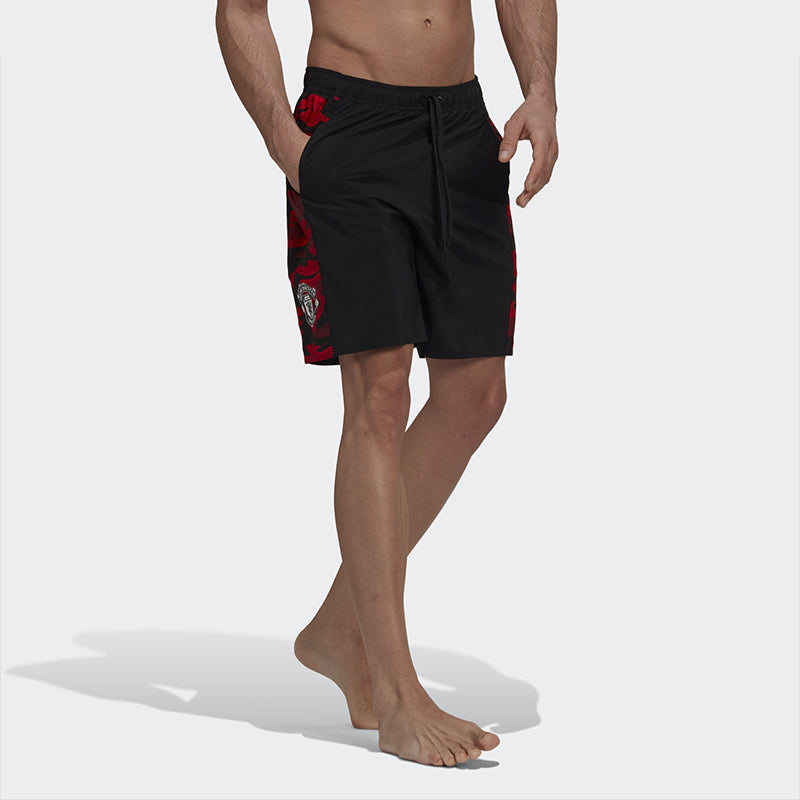 adidas Manchester United Soccer/Football Sports Training Patchwork Print Shorts Black GM8984
