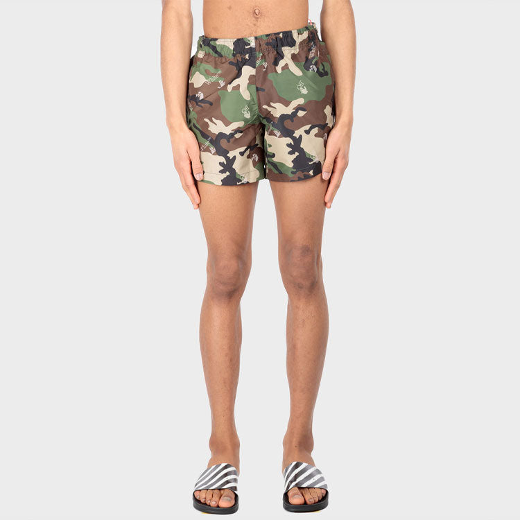 Off-White SS21 Casual Camouflage Printing Shorts Version Green OMFA003S21FAB0065600