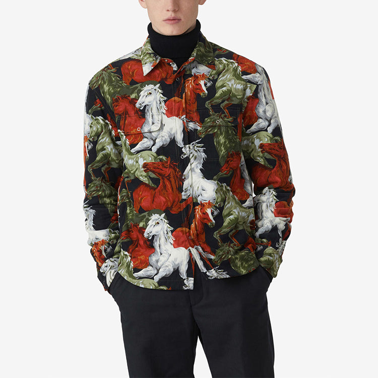 Men's KENZO FW20 Pattern Shirt Jacket Black Green FA65CH5059PF-17