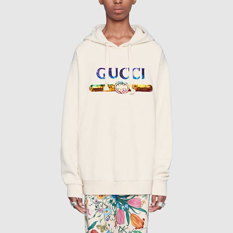 (WMNS) Gucci Sweatshirt With Sequin Logo 'Off White' 469251-XJASC-9480