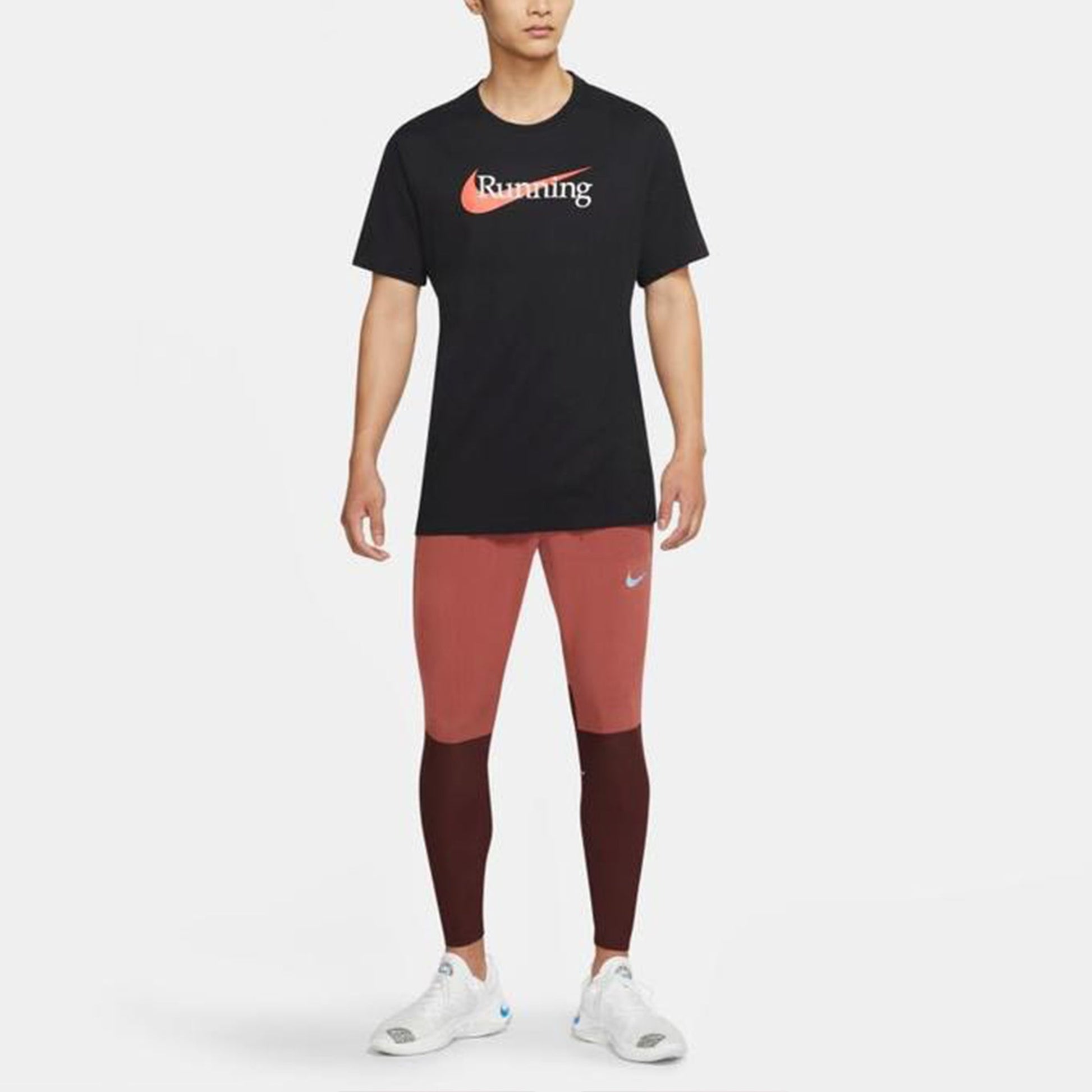 Nike Running Logo Printing Sports Short Sleeve Black CW0946-010