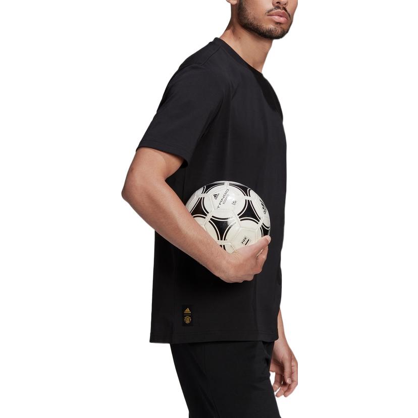 adidas Manchester United Soccer/Football Sports Solid Color Short Sleeve Black H56687