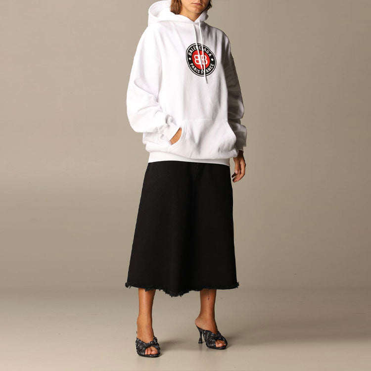 (WMNS) Balenciaga Printing Cotton Hoodie White 578135TJVD79000