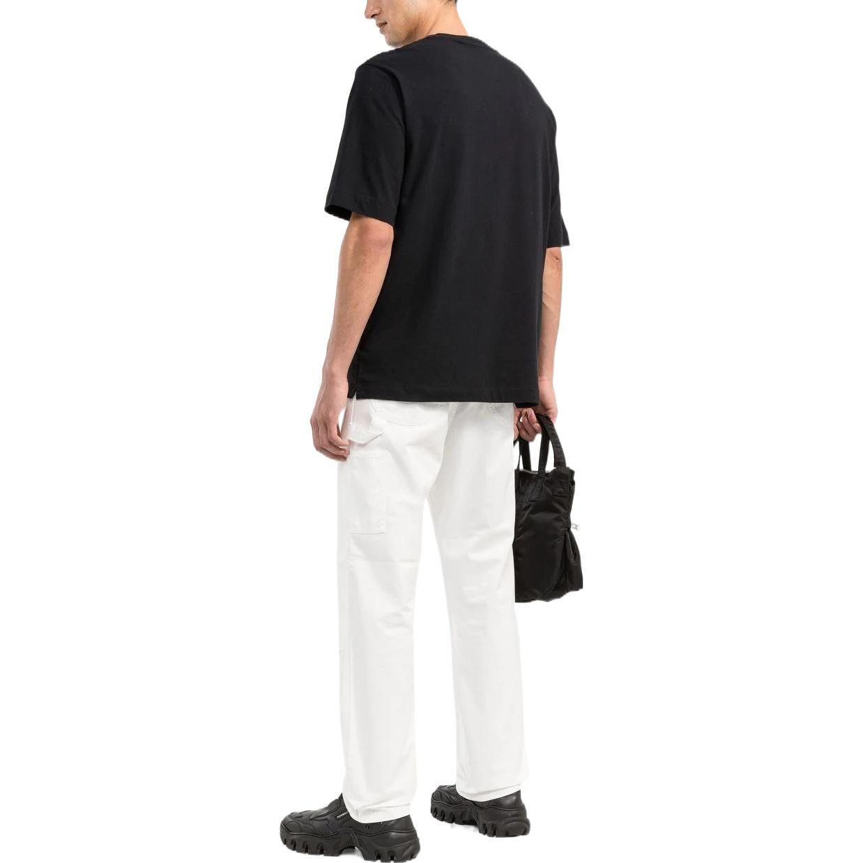 Men's Off-White FW22 Logo Printing Round Neck Short Sleeve Black T-Shirt OMAA119C99JER0031001