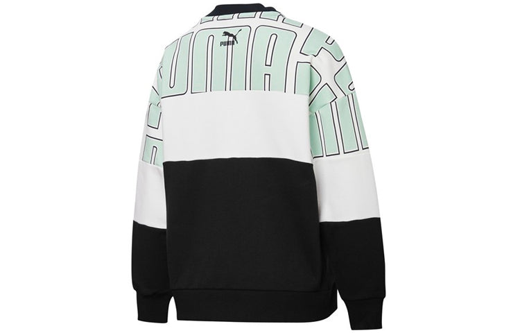 (WMNS) PUMA Colourblock Aop Sweatshirt 'Black Green White' 598241-32
