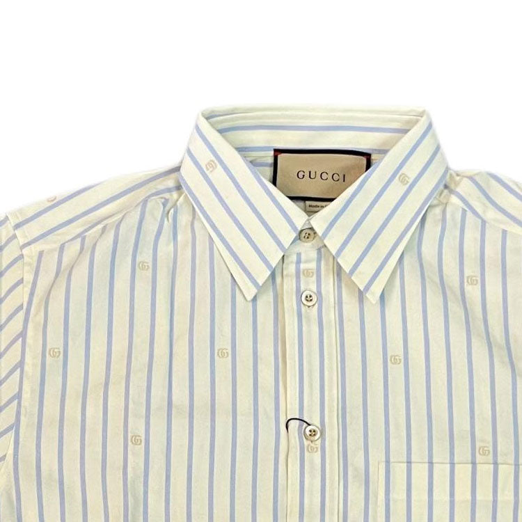Gucci Striped Shirt With GG Patch 'Blue Ivory' 673493-ZAHIY-9738