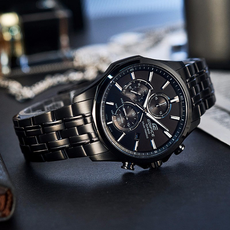 CASIO Waterproof EDIFICE Sapphire Crystal Mens Black Analog EFB-670SBC-1AVUPR