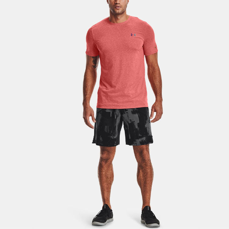 Men's Under Armour Rush Seamless Training Sports Round Neck Short Sleeve Red 1361130-690