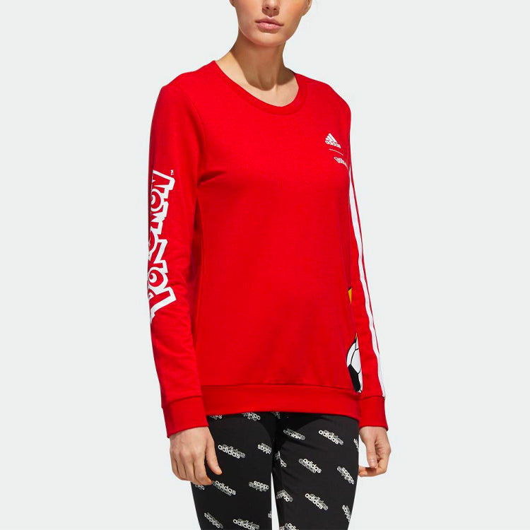 (WMNS) adidas x Pokmon Crossover logo Printing Training Sports Round Neck Hoodie Red GD5866