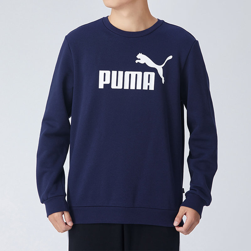 PUMA Logo Knitting Pullover Fleece 'Blue White' 586936-06