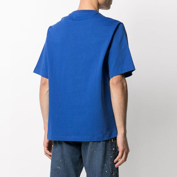 Men's KENZO SS21 Tiger Head Pattern Embroidered Logo Loose Round Neck Short Sleeve Blue FB55TS0694YF-71