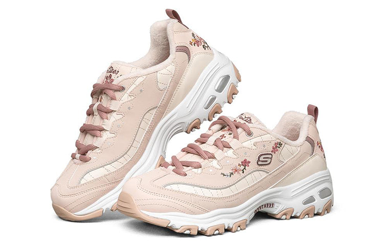 (WMNS) Skechers D'lites 1.0 Low-Top Thick Bottom Running Shoes Pink/White 66666325-PNK