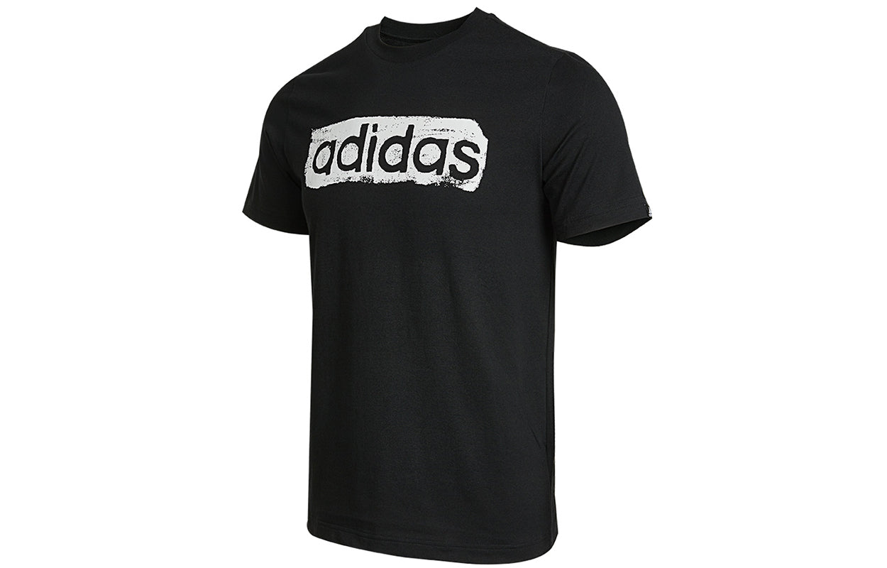 adidas M Brshstrk V4 T Logo Printing Sports Round Neck Short Sleeve Black GL3034