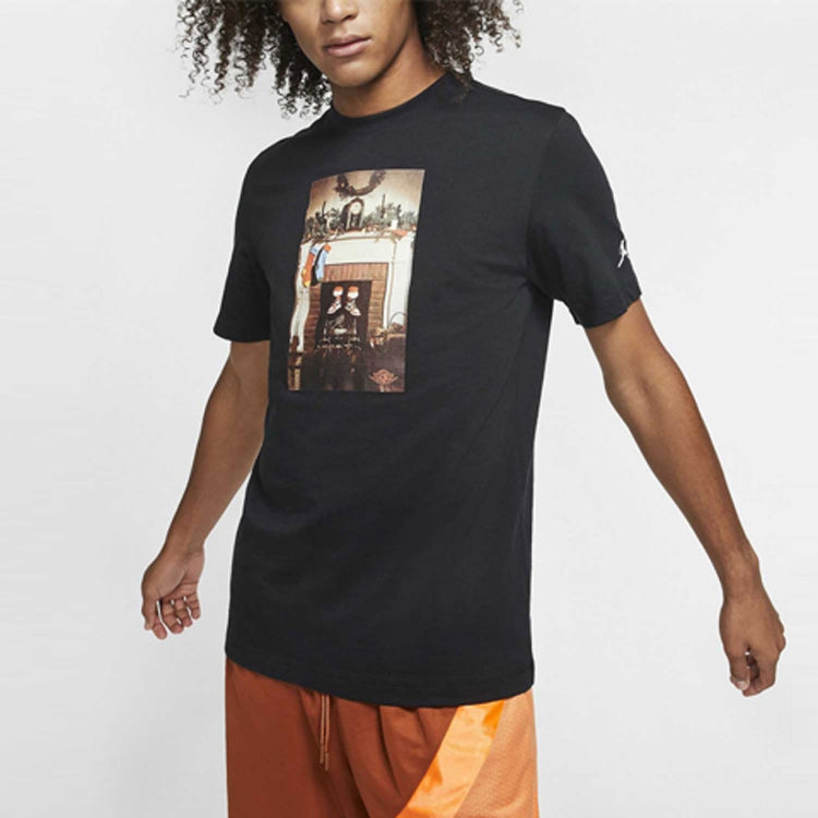 Air Jordan Chimney Tee Printing Short Sleeve Asia Edition Black CI1328-010