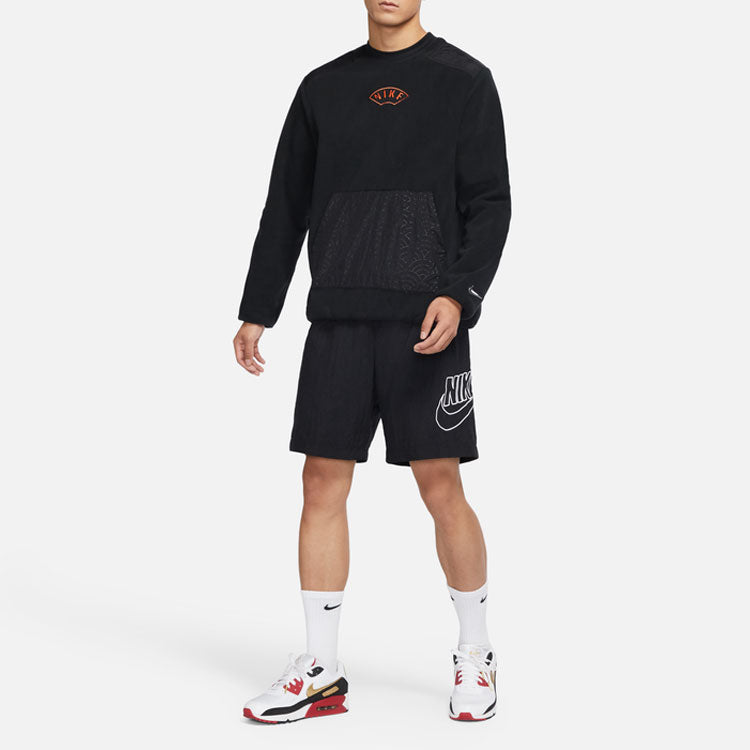 Nike CNY Chinese New Year's Edition Therma-Fit Logo Embroidered Loose Fleece Sports Round Neck Pullover Black DQ5062-010