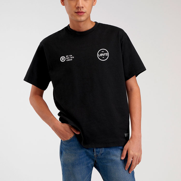 Men's Levis Round Neck Pullover Printing Short Sleeve Black 87373-0001