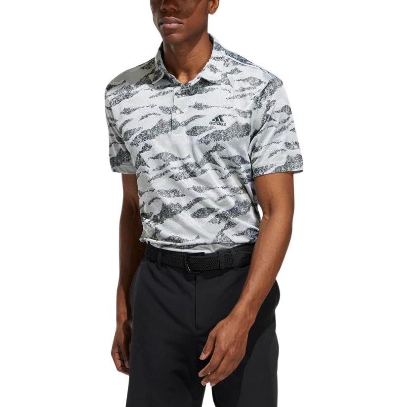 adidas Full Print  Pattern Jacquard Short Sleeve Shirt Men's White HF6500