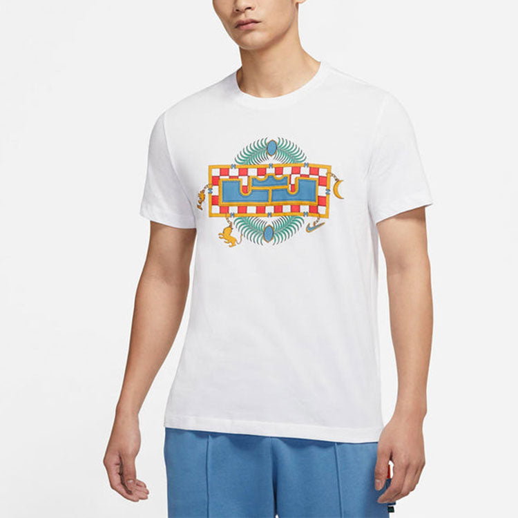 Nike LeBron Pattern Printing Round Neck Short Sleeve White DN2902-100