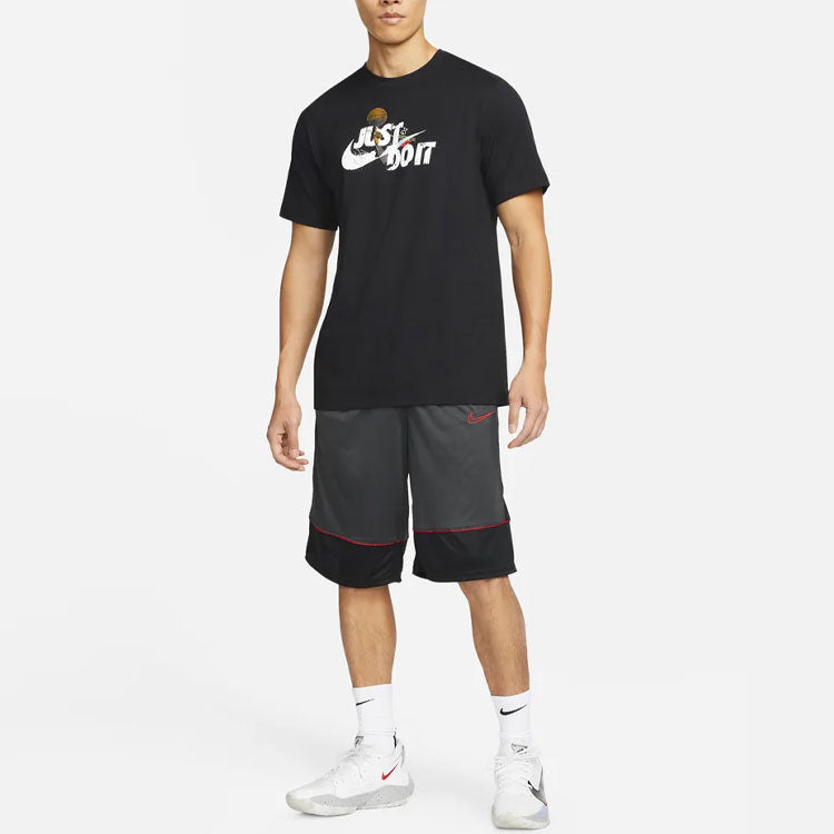 Men's Nike Dri-FIT Contrast Color Stitching Elastic Waistband Sports Black Gray Shorts BV9453-070