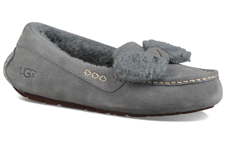 (WMNS) UGG Ansley Fur Bow Gray 1019758-GYS