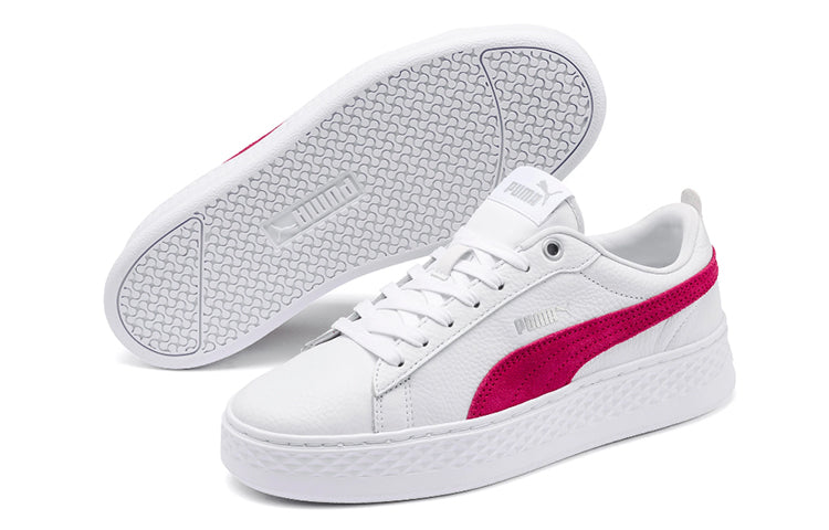 (WMNS) PUMA Smash Platform Leather 'White Bright Rose' 366487-20