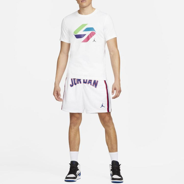 Men's Air Jordan Casual Pattern Logo Printing Round Neck Pullover Short Sleeve White T-Shirt DV5537-100