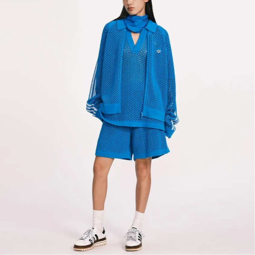 adidas x CLOT FW24 Crochet Shorts Asia Sizing 'Bright Blue' JF4272