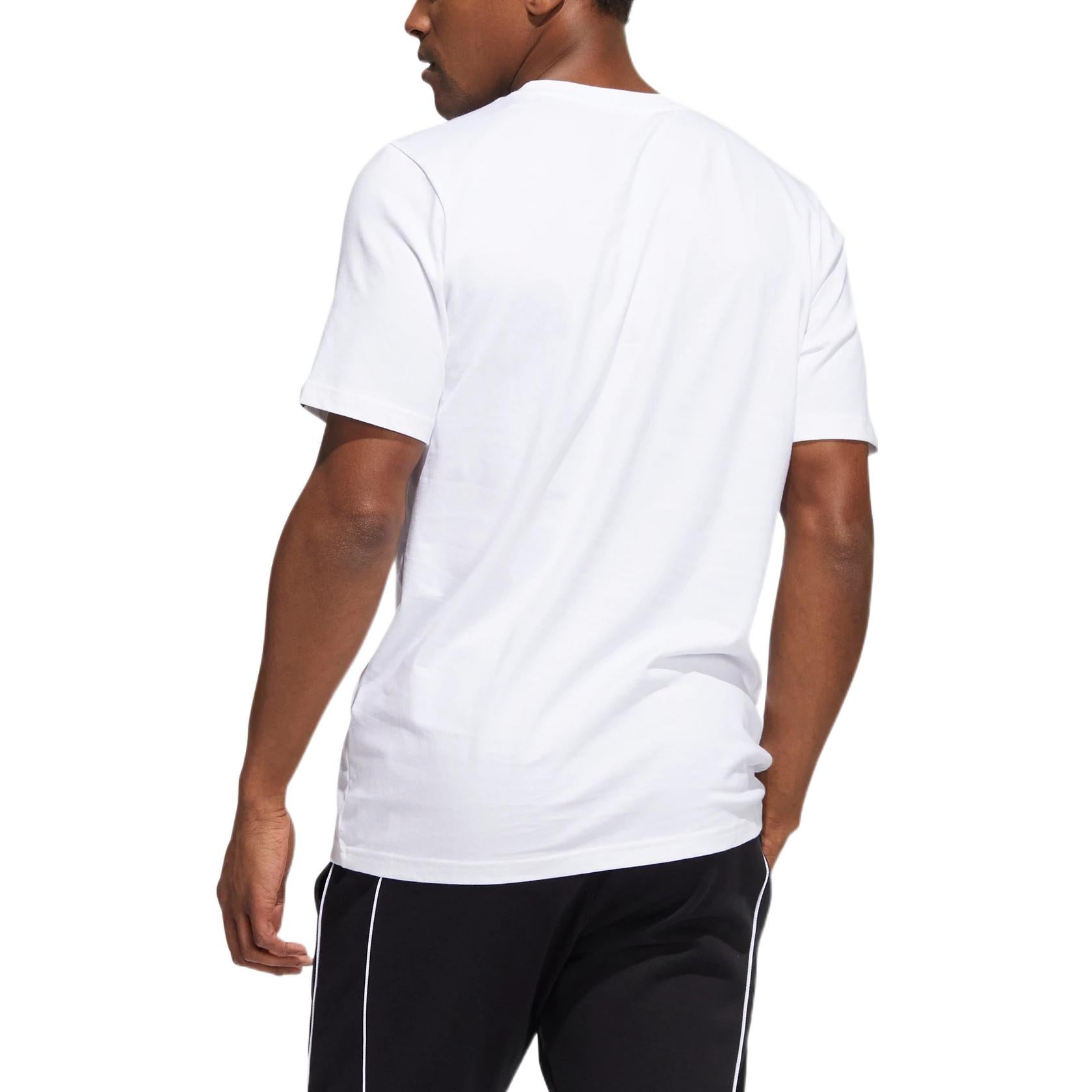 Men's adidas Cartoon Shooting Printing Pattern Round Neck Short Sleeve White T-Shirt HL0082