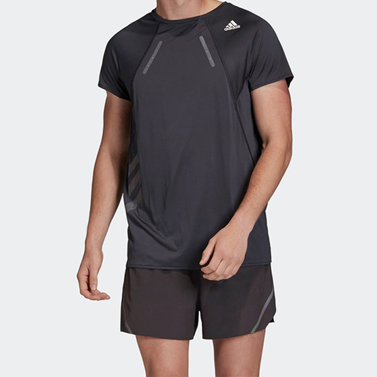 adidas Running Sports Solid Color Short Sleeve Black EK3052