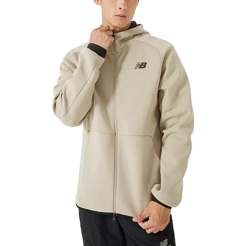 New Balance Logo Sportswear Tech Fleece Windrunner Jacket Asia Sizing 'Cream White Black' AMJ21178-AL